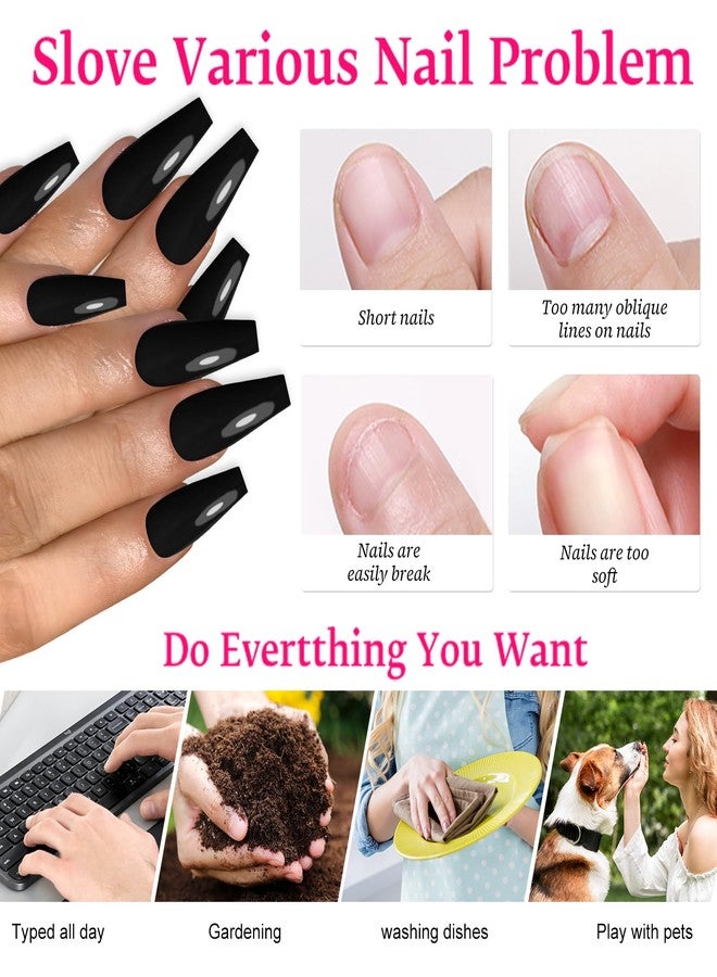 Lifextol 120PC Black Coffin Press on Nails Long Fake Nails Press ons with Glue Nail Adhesive Tabs, 12 Sizes Long Acrylic Nails Press on Nails Coffin Black Stick Nails Tips Artificial Fingernails - Image 4